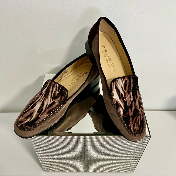 BRUNATE - Moccasin Loafer Violet Suede / Zebra / Made in Italy 🇮🇹 - Picture 2 of 12